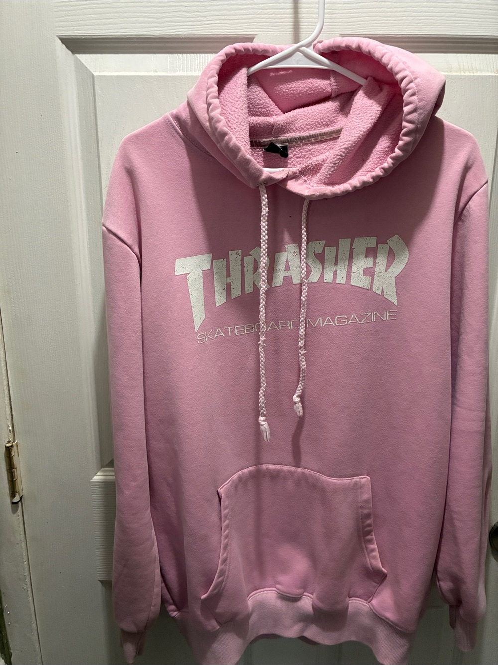 Thrasher Women's Crewneck Hoodie in Pink with White Logo